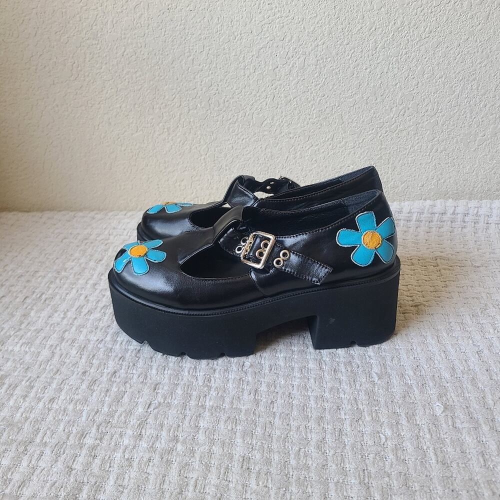 Megan Flower Print Platform Block Heel Mary Jane Shoes Women's Size 9.5